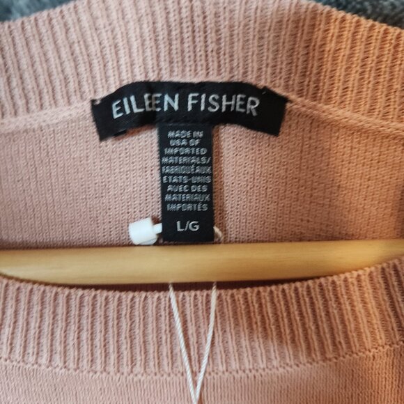 NEW $278 EILEEN FISHER Large Pink Blush Sweater Top High Low Tencel Soft Casual - Picture 3 of 8